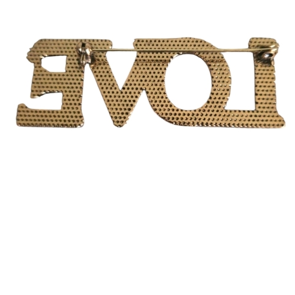 New Love Rhinestone Brooch Pin Pink Red Gold - Picture 2 of 2